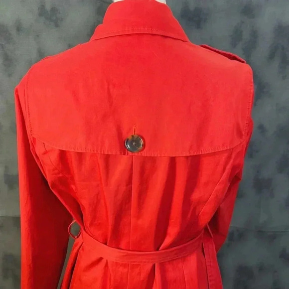 Banana Republic Red Trench Coat Jacket Size M - Picture 5 of 11